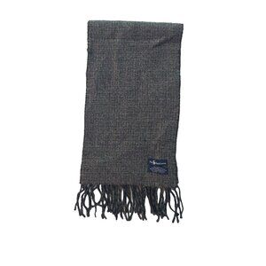 POLO Ralph Lauren Black Window Pane Gray Tweed Reversible Scarf Embroidered Logo